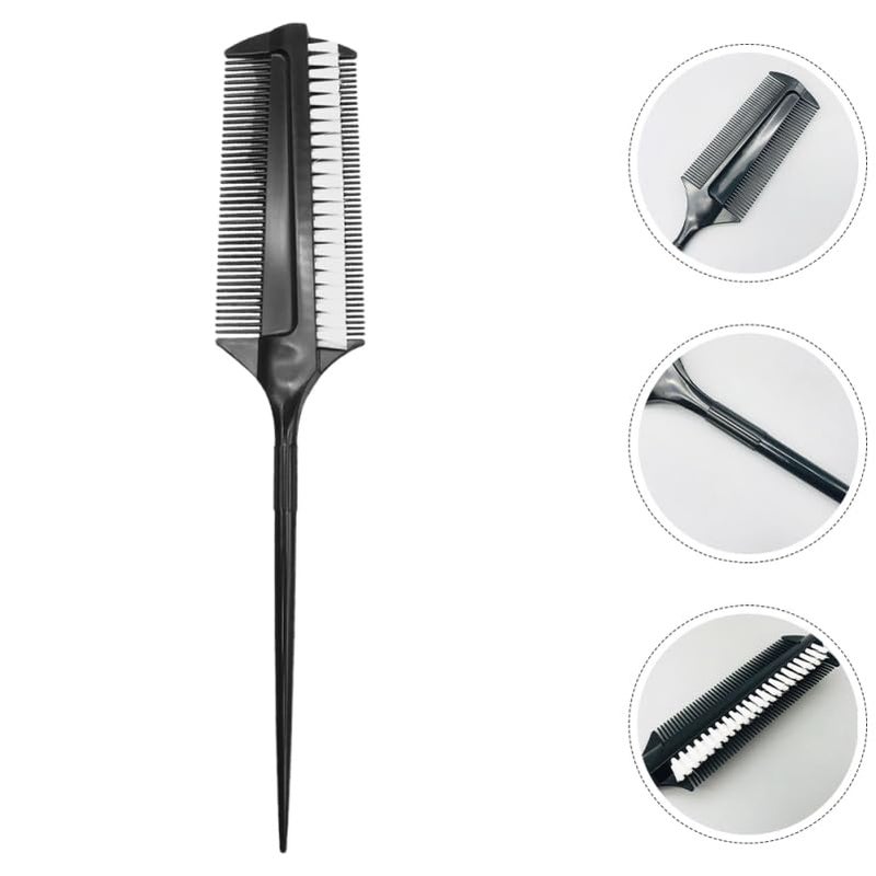 minkissy 4pcs Black Smoothing and Sectioning Brush Set Double Sided Comb for Edge Teasing Parting and Ballroom Dancing Hair Styling - Image 3